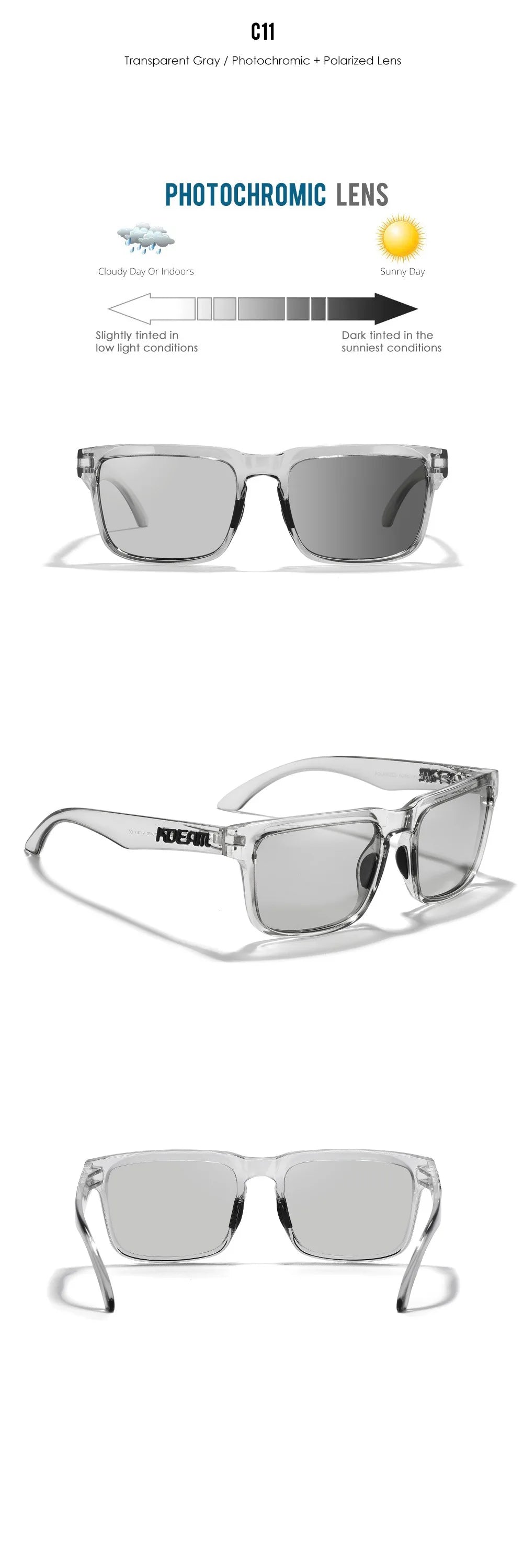 KDEAM Extra Large Size PLUS Women's Polarized Sunglasses for Men Driving Photochromic Night Vision Sun Glasses Suit for Big Face