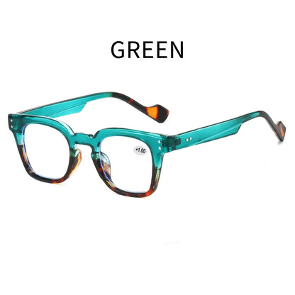 Stylish Square Frame Hyperopia Eyewear Men Anti Blue Light Reading Glasses Color Blocked Presbyopia Eyeglasses for Women