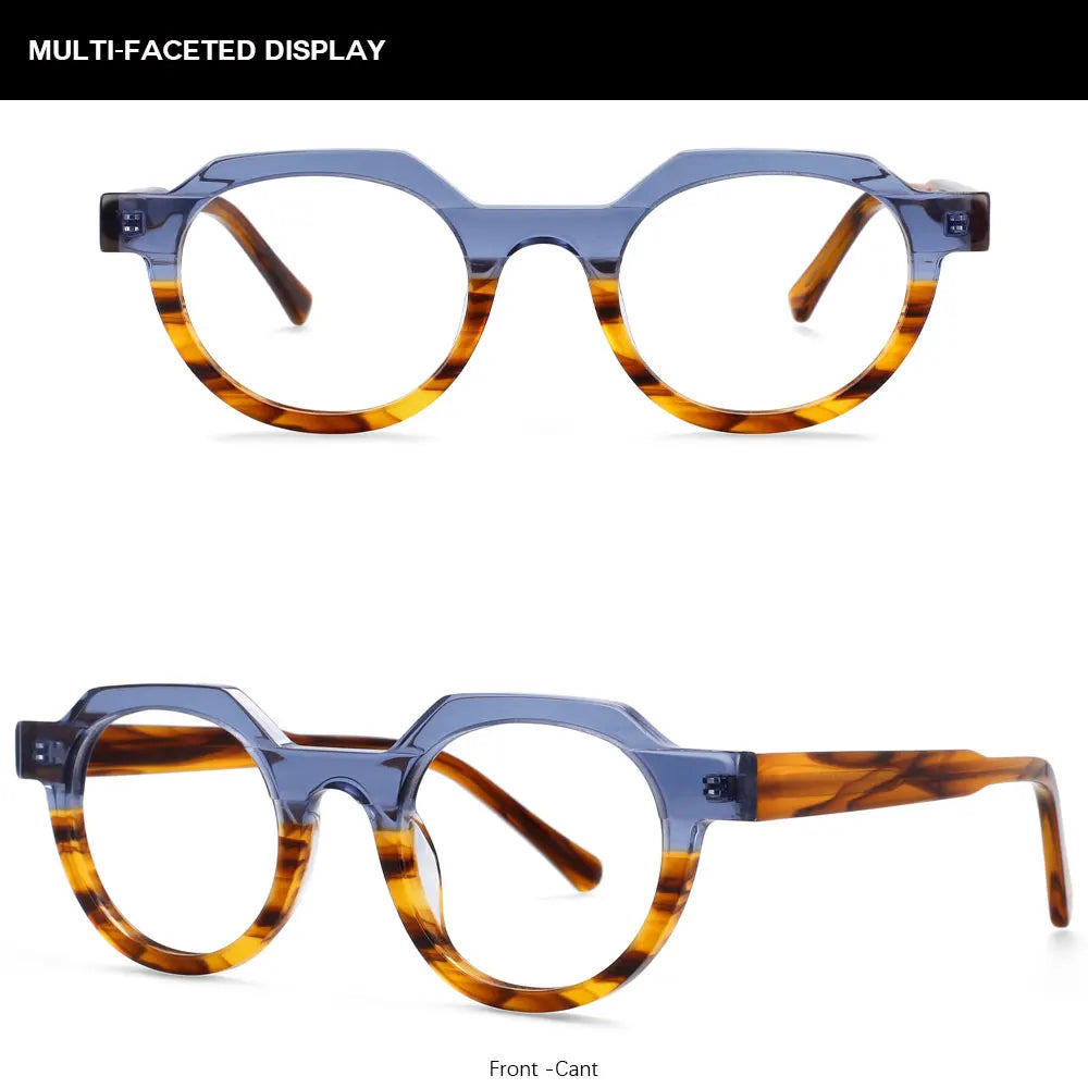 54139 Retro Acetate Optical Glasses Frames Men Women Two Color Splicing Fashion Eyeglasses