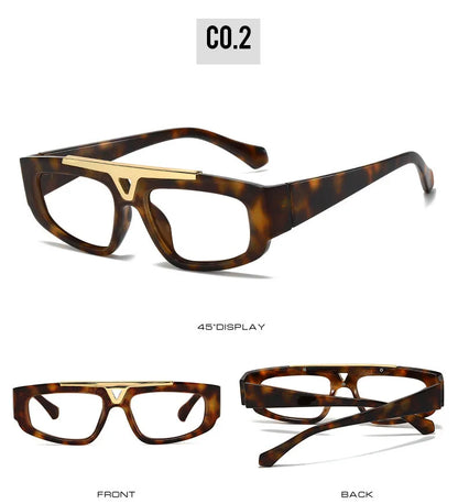 Brand Square Blue Light Blocking Men Reading Glasses Fashion Yellow Small Frame Double Bridge Hollowing Out Prescription Glasses