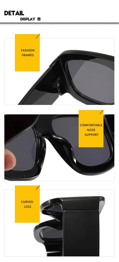 JNPCXI Oversized Square Sunglasses Fashion Gradient Women Luxury Retro Shades UV400 Outdoor Men Sun Glasses