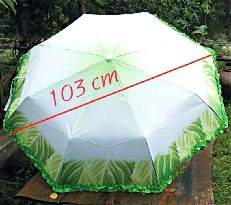 Creative Cabbage Umbrella UV Protection Beach Funny Vegetable Umbrella Parasol Gifts Lettuce Folding Rainy and Sunny Umbrellas