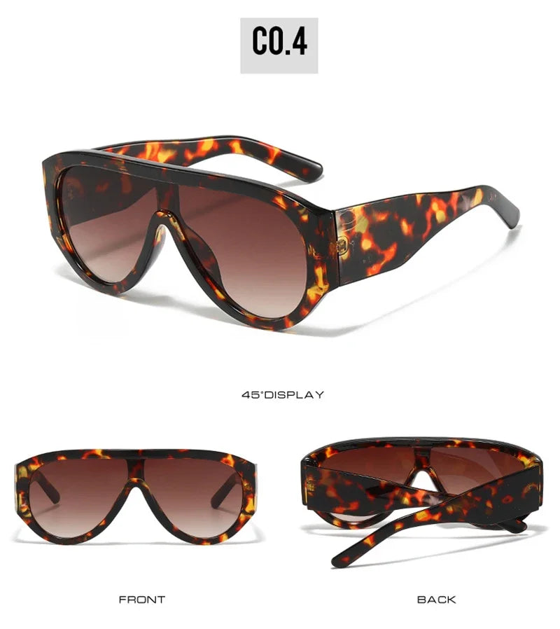 JNPCXI Fashion Oversized Pilot Women Sunglasses Retro One Piece Red Green Shades UV400 Men Gradient Sun Glasses