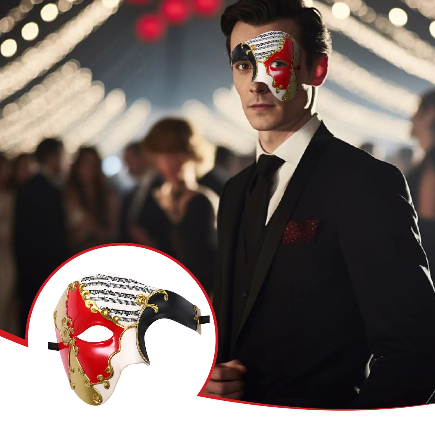 BONISKISS 2024 Men's Halloween Masquerade Mask Vintage Charm Venetian Phantom Of The Opera Half Face With Festive Party Look