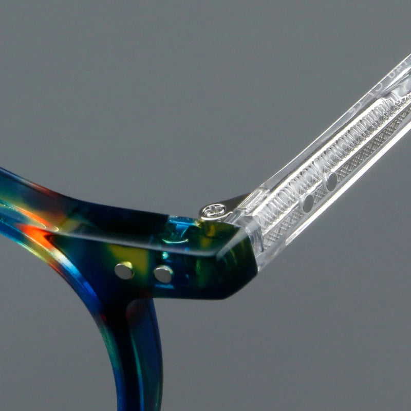 KSVEREN Vintage Acetate Frame Reading Glasses Men Women Fashion Round Rivet Optical Glasses Transparent Prescription Spectacles