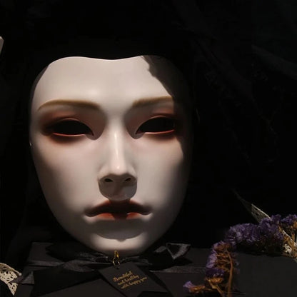 Japanese Style Women Soul Mask Ancient Warrior Wearable Decor Mask Venice Dance Ball Party Dress Up Full Face Mask for Men Gift