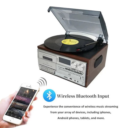 Classic Retro Multifunction 10-in-1 Gramophone Vinyl Record CD Player Tape Radio Speaker Gramophone