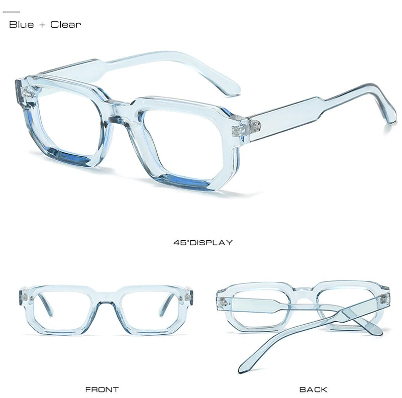 SHAUNA Ins Popular Fashion Polygon Square Women Glasses Frame Clear Anti Blue Light Eyewear Optical Men Red Blue Frame