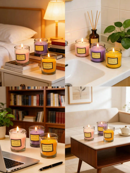 1PC Romantic Smokeless Soy Wax Candle - Glass Aromatherapy Gift Box Home Wedding Decor Companion Souvenir