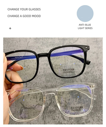 Square Transparent Men's Reading Glasses Vintage Frames Computer Blue Light Blocking TR90 Male Presbyopic Eyeglasses Leesbril +2