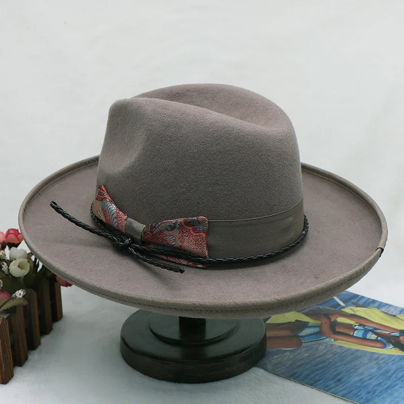 wool Derby Hat men hat male fedora with knot  felt hat for summer jazz disco hat for men black fedora hat small brim hat