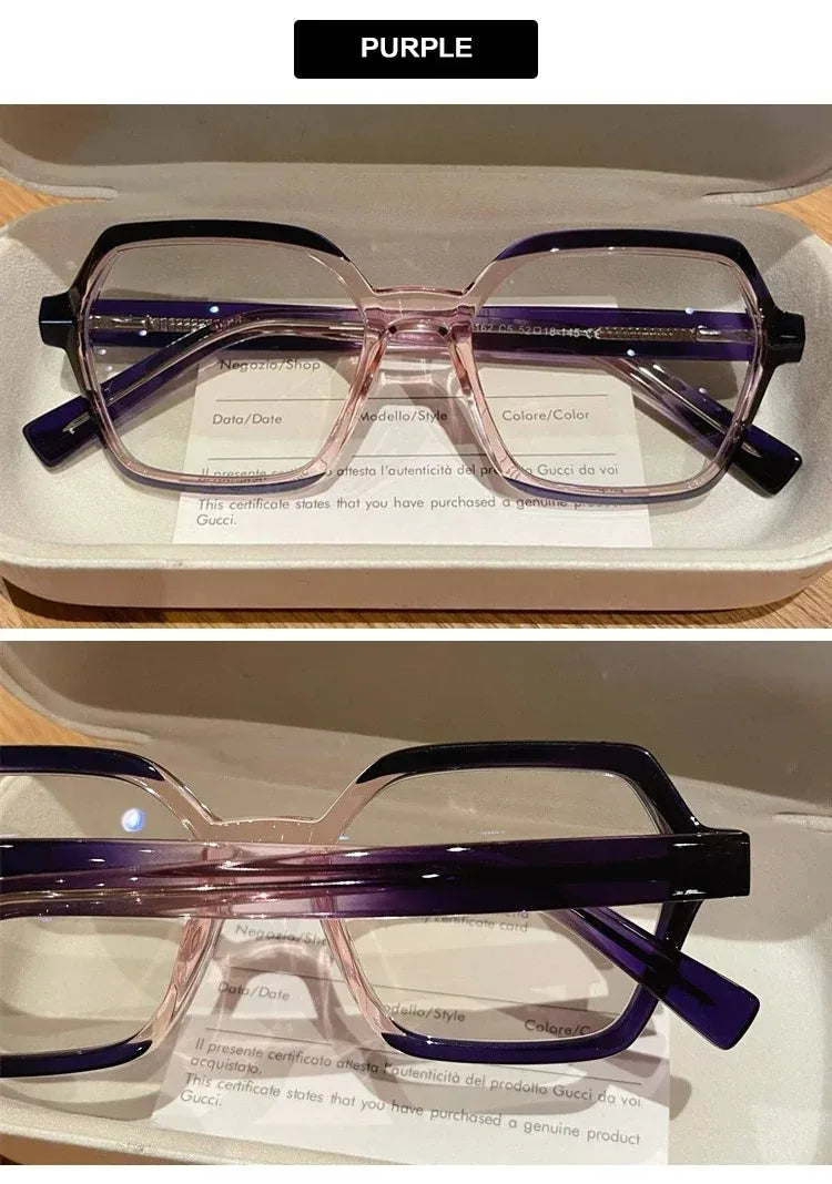 EYORA Fashion Polygon Prescription Reading Glasses Women Myopia Eyewear Hyperopia Anti Blue Light Progressive Optical Eyeglasses