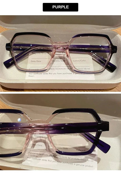 EYORA Fashion Polygon Prescription Reading Glasses Women Myopia Eyewear Hyperopia Anti Blue Light Progressive Optical Eyeglasses