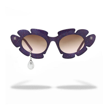 Pearl Diamond  DIY Tear Sunglasses for Women Small Frame Cat Eye Fashion Forward Mermaid Tear Aviator Eyewear