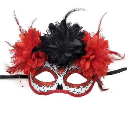 Halloween Masks With Fire Devil Flowers Mexico Day of the Dead Masks for Masquerade Balls Cosplay Performance Carnival Party