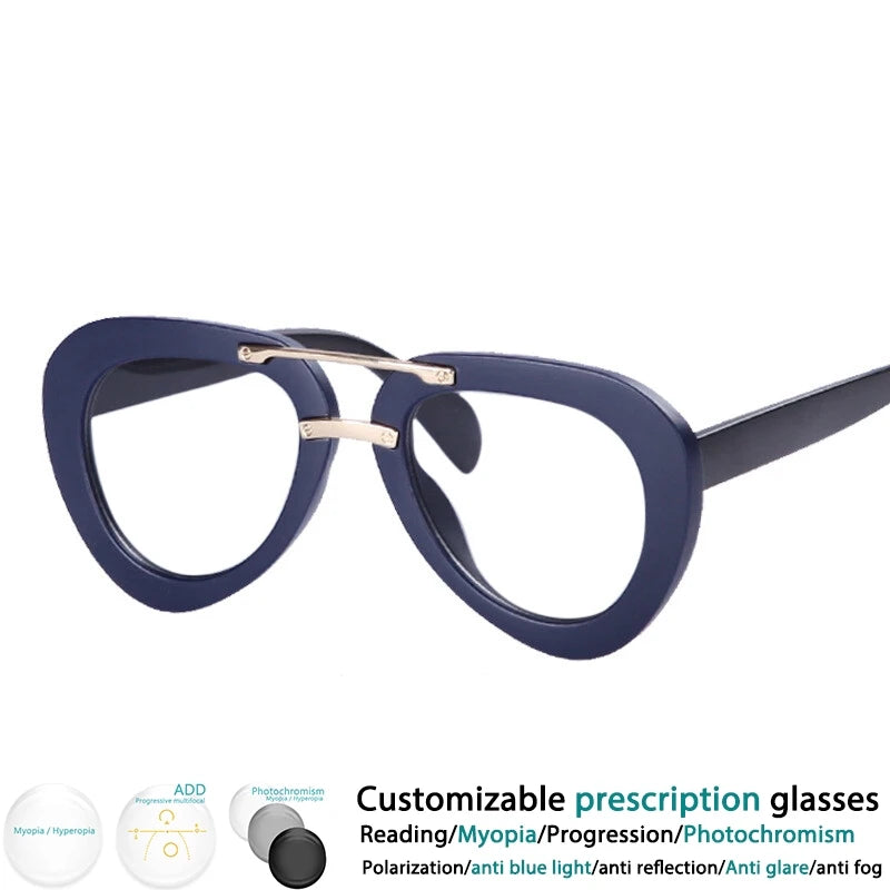Fashion Pilot Reading Glasses Men Women Popular Resin Optical Presbyopic Spectacles Custom Diopter+50+100+200+300+400 #302454