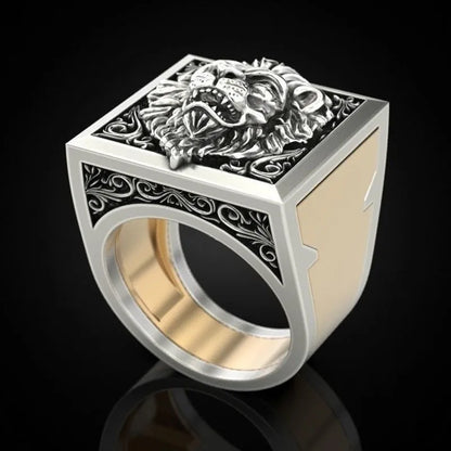 Hot Selling Lion Two-Piece Ring, Retro Creative Fashion Ring for Men