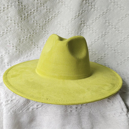 Colorful Suede Wide Brim Felt Fedoras Women's Hat Men's Church Jazz Hat Denim Hat Panama шляпа женская летняя 2024