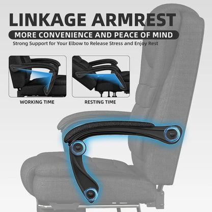 Office Chair, Big and Tall Fabric Gaming Chair with Footrest, Executive Comfortable Computer Desk Chairs, 360°, Customized
