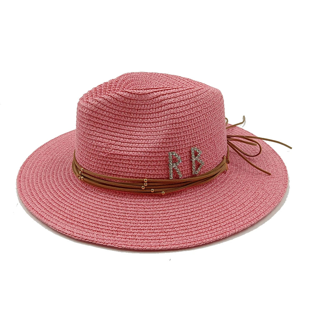 RB Rhinestone Sun Hats Women Men Summer Panama Wide Brim Straw Hats Fashion Colorful Outdoor Jazz Beach Sun Protective Cap