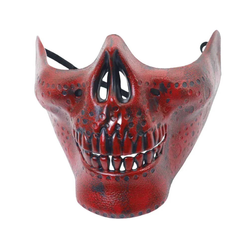 1pcs Skeleton Demon Mask Realistic Half Face Warrior Mask Halloween Cosplay Skull Costume Performance Props Accessories Tools