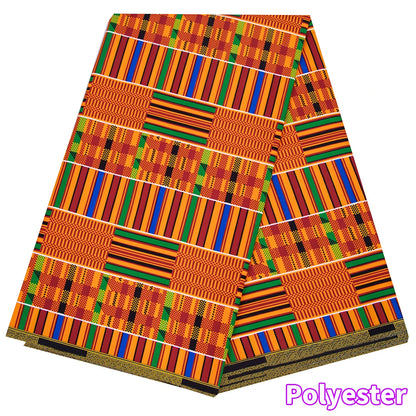 Veritablewax Fan Pattern African Fabric By the Yard Polyester Material For Handsewing High Quality Cloth for Party Dress A-27