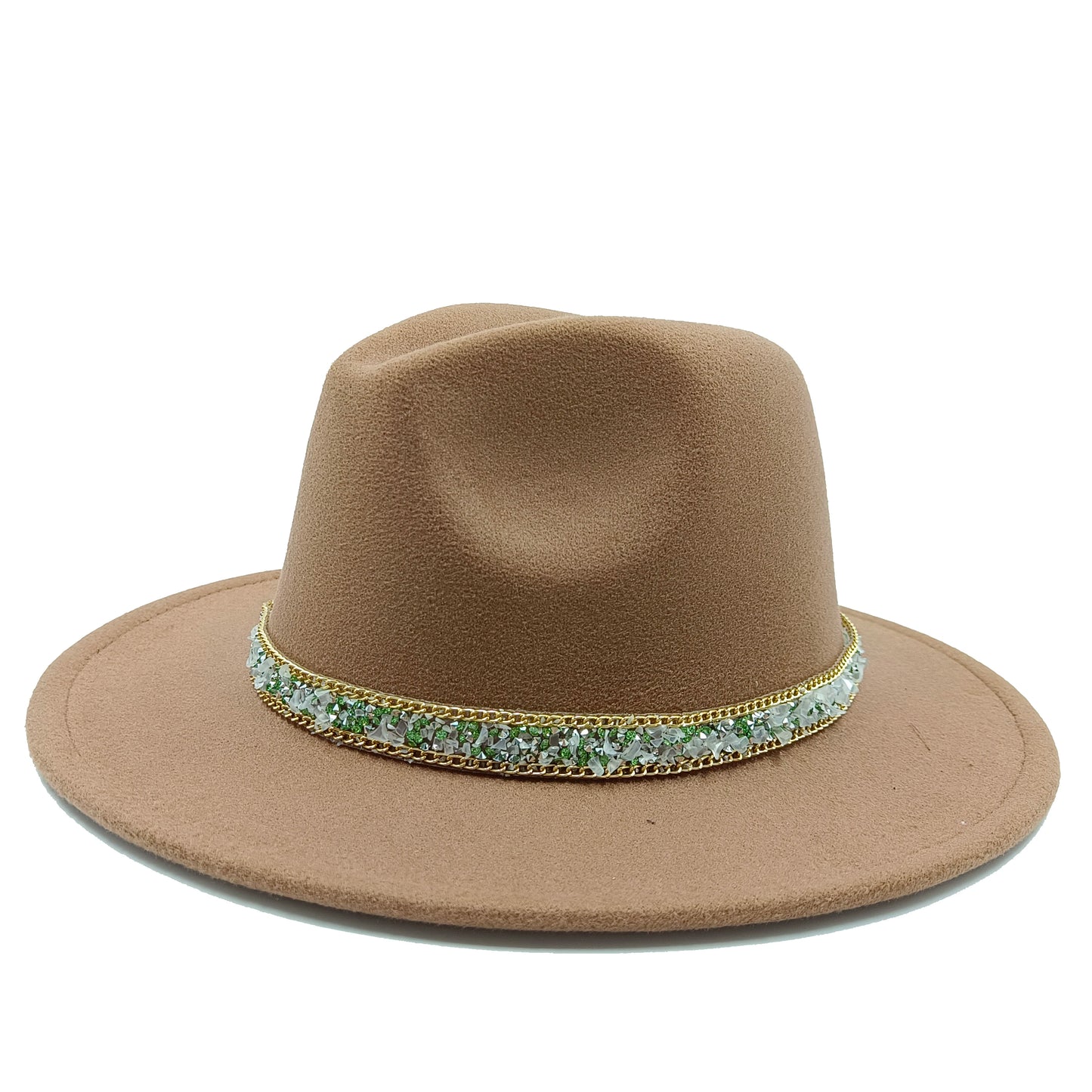 women fedoras golden chain fedora hat women men wide brim solid color jazz top hat autumn winter new Panama hat gentleman hat