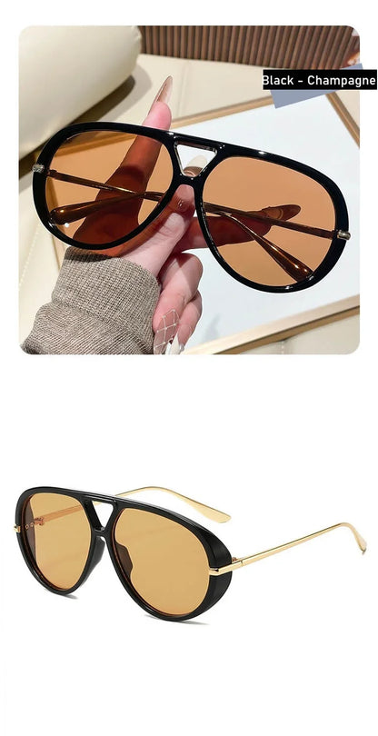 QVQV New Oversized Pilot Sunglasses Women Fashion Luxury Brand Leopard Blue Sunglasses Men Retro Outdoor Driving UV400 Shades