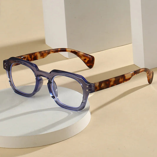 Texture Acetate Color Vintage Square Blue Light Reading Glasses for Women Men Spring Hinge Eyeglasses for All Face