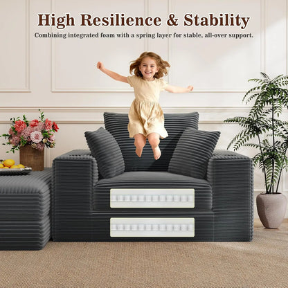 52" Boneless Chaise Lounge Chair Indoor — Oversized Cloud-Like Cozy Comfy Modular 3-in-1 Sofa Bed for Reading,, Customized