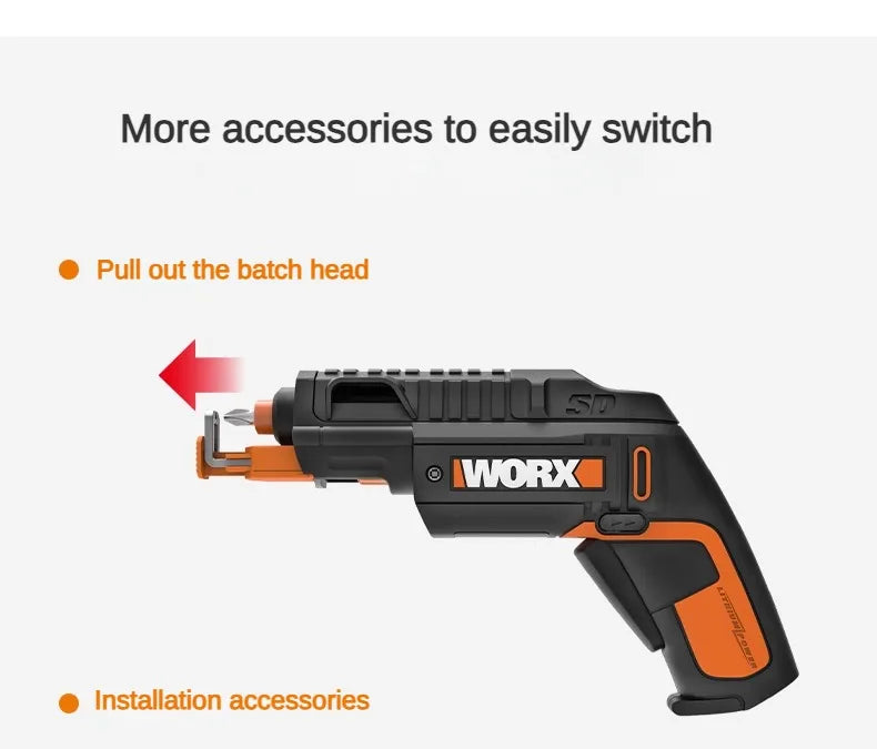 Worx WX255.4 4V Mini Electrical Screwdriver Set Smart Gun Style Cordless Electric Screw Driver USB Rechargeable Bit Drill Tool