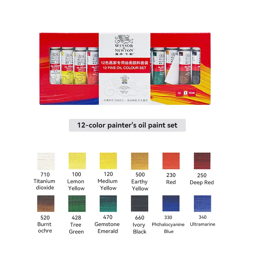 Winsor & Newton 12/18/24 Colors Oil Paints Set Professional Color Oil Paints 12ml Tube Graffiti Painting Pigments Art Supplies