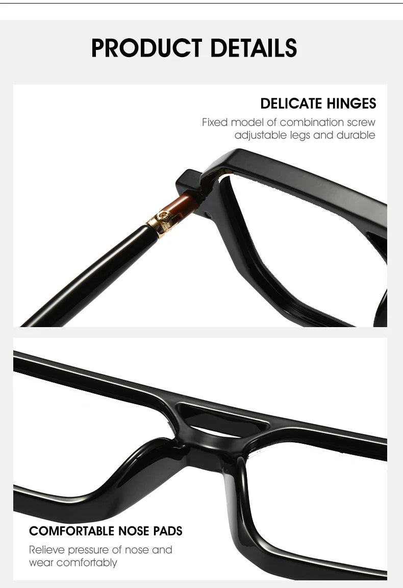 KOCOLIOR Men's Retro Fashion Double Beam Reading Glasses Brand Design Anti Blue Light Photochromic Presbyopia Glasses +0 to +6.0