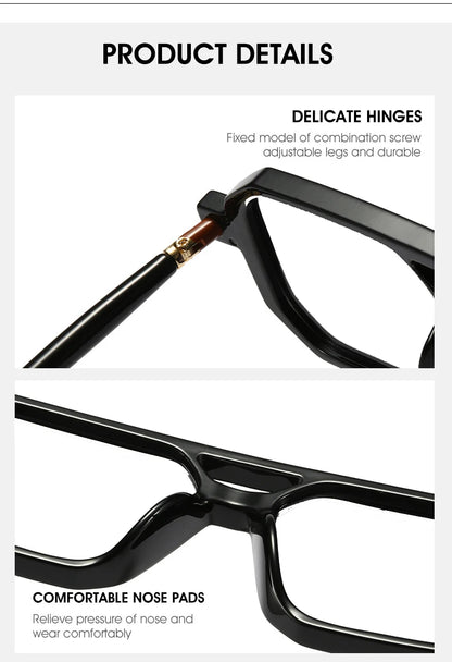 KOCOLIOR Men's Retro Fashion Double Beam Reading Glasses Brand Design Anti Blue Light Photochromic Presbyopia Glasses +0 to +6.0