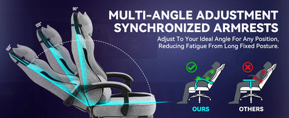 Gaming Chair, Video Game Chairs for Adults with Footrest High Back Headrest Lumbar Support Fabric Office Computer Desk Chair