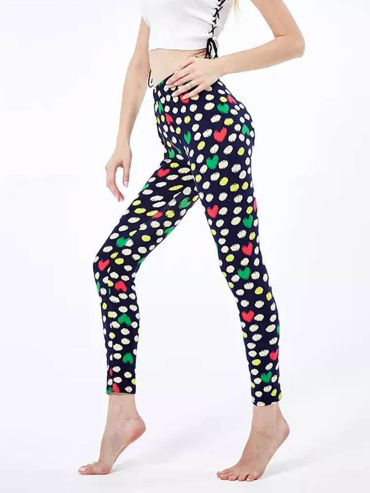 CUHAKCI Fashion Plaid Printing Leggings Women Sexy Fitness Leggins Grid Floral Stripe Trousers High Waist Pencil Pants