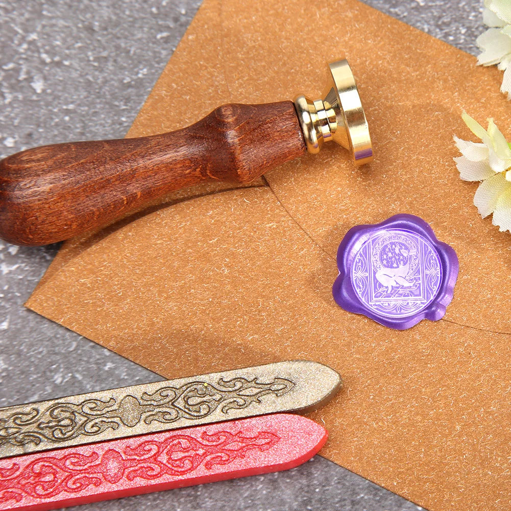 Retro Animal Printed Wax Seal Stamp with Wide Scope of Application Simplicity Fire Painting Stamping Envelope Wedding Card