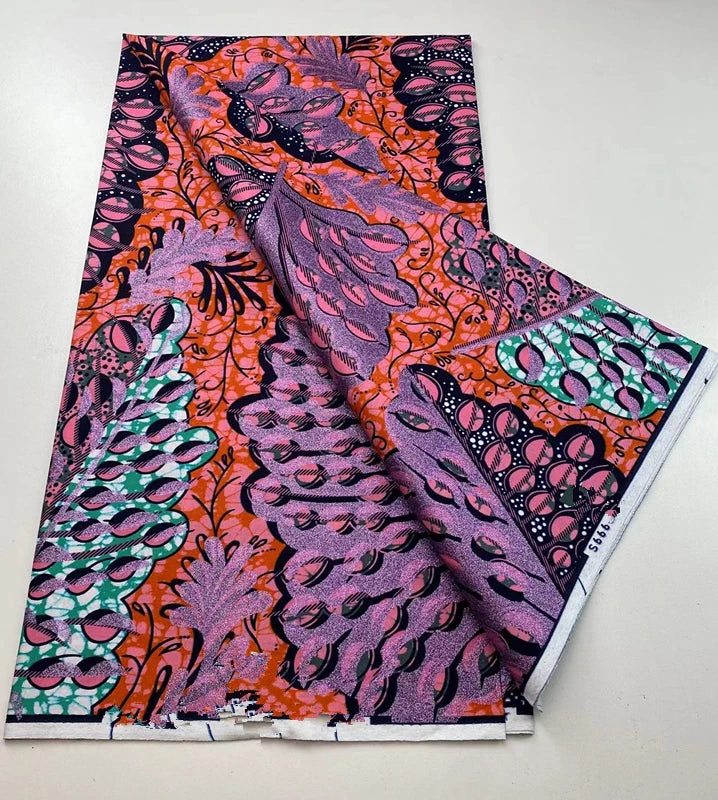 100%Certified Grand Super African Wax Nigerian GlitterGlam Gold Embellished Ankara Wax Printed Fabric Real Original For Sewing