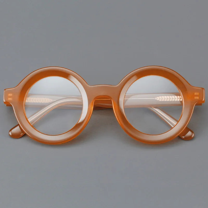 Vintage Round Glasses Frame Luxury New Fashion Trend Solid Thick Acetate Frame High-end Fake Glasses Women Men Original Quality