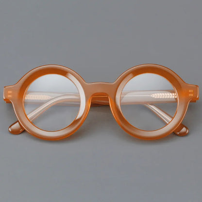 Vintage Round Glasses Frame Luxury New Fashion Trend Solid Thick Acetate Frame High-end Fake Glasses Women Men Original Quality