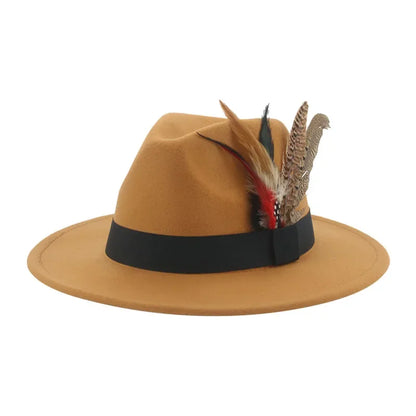 Hat Fedoras Winter Women Hats Men Felt Hat Feather Luxury Fashion Casual Wedding Decorate Men Women Fedora Chapeau Femme Bonnet