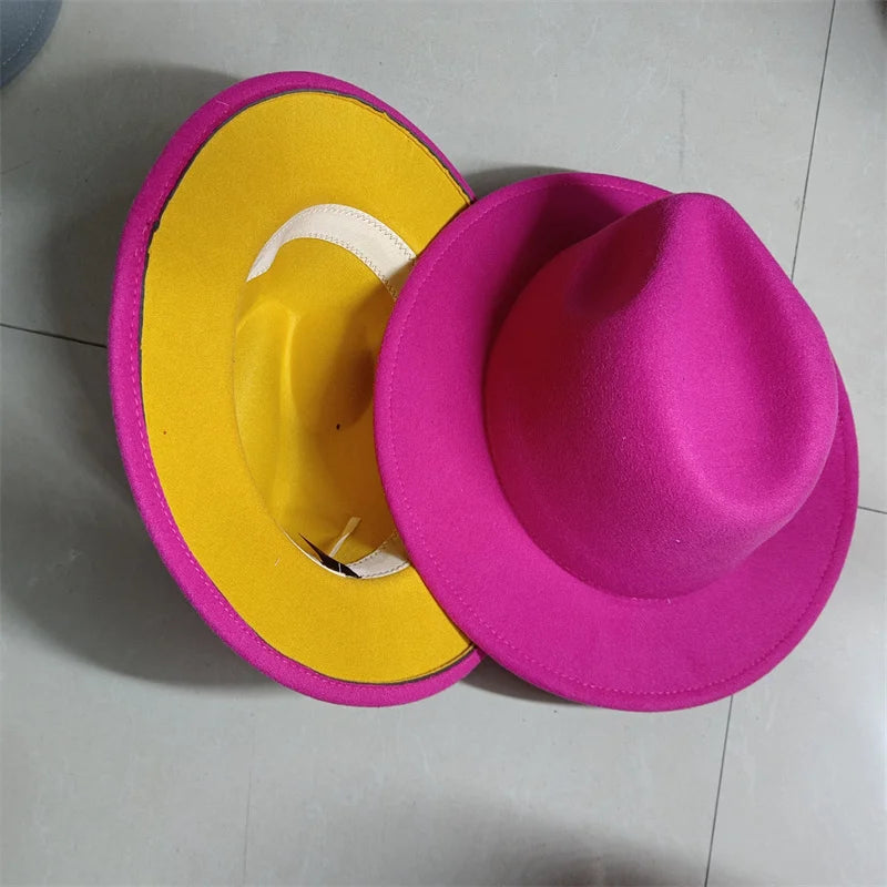 Sombreros Fedora Hat Dual Color Classic Jazz Hat Soft Fedora Hat Classic Men's and Women's Blue Jazz sombreros