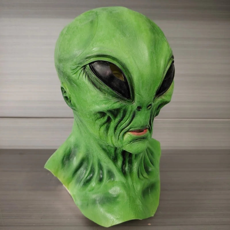 Alien latex mask headgear, Halloween horror and funny holiday costume, cosplay, escape room, haunted house