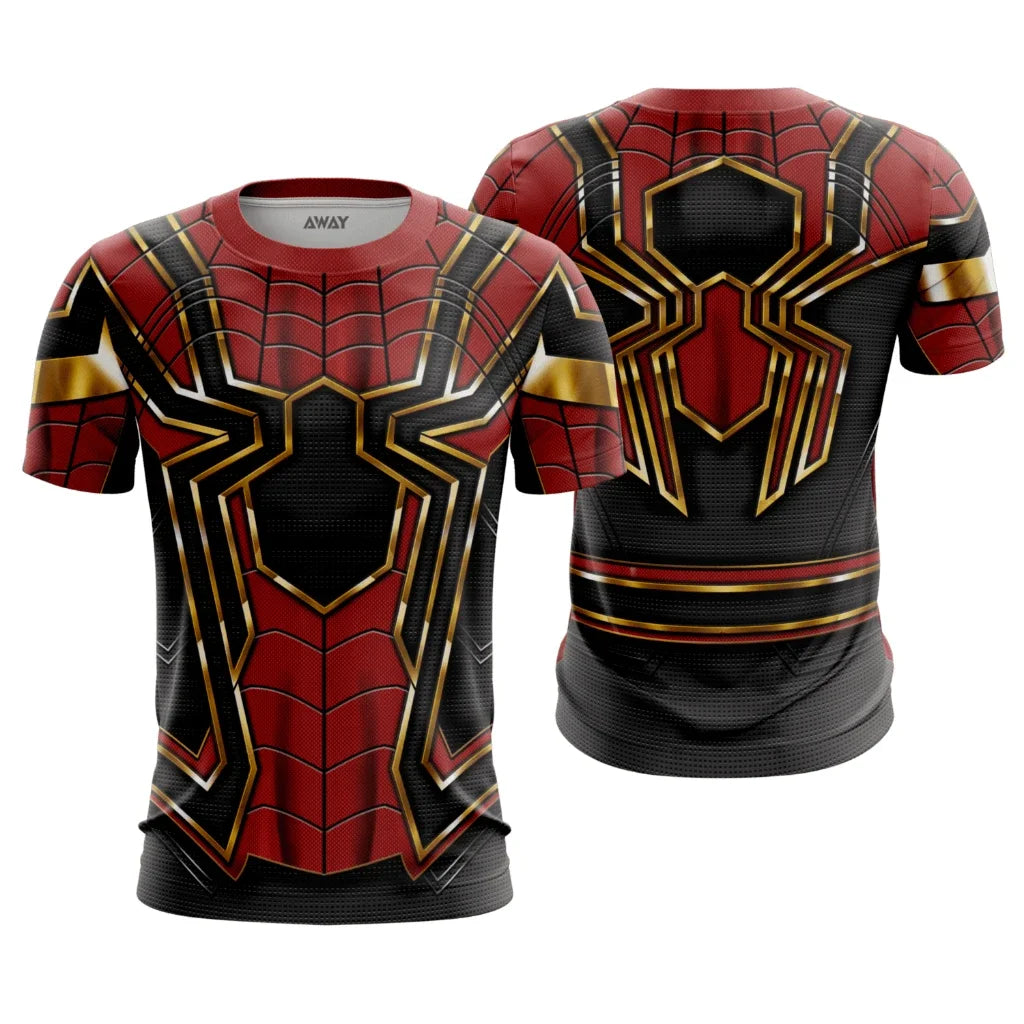 Parent‑child Spider Hero Graphic T‑Shirt,Red‑Blue 3D Printed Jersey,Polyester Short Sleeve Tops for Family Matching Outfits