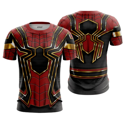 Parent‑child Spider Hero Graphic T‑Shirt,Red‑Blue 3D Printed Jersey,Polyester Short Sleeve Tops for Family Matching Outfits
