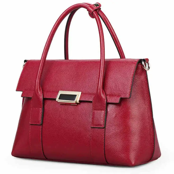 2024 New Genuine Leather Briefcase Women Handbags Large Capacity Ladies Fashion Cowhide Shoulder Messenger Bags Portable