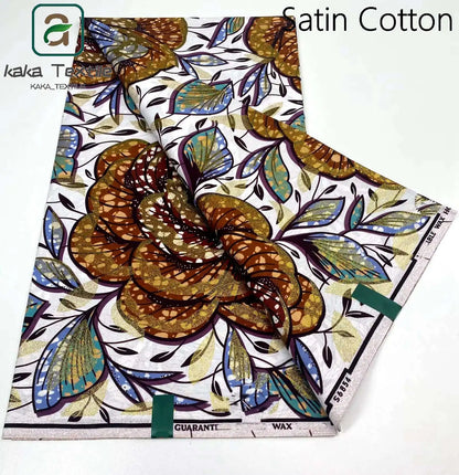 Latest African Grand Golden Wax Fabric Super Good Quality Women Pagne Flash Cotton Prints Batik Ankara Glitter Tissus 6yards