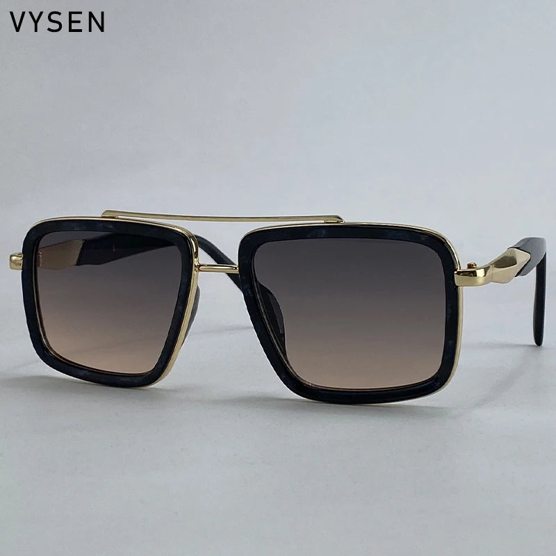 Vintage Oversized Square Polarized Sunglasses Men 2026 Luxury Steampunk Metal Frame Double Beam Driving Eyewear UV400 Shades