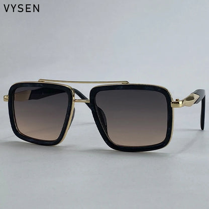 Vintage Oversized Square Polarized Sunglasses Men 2026 Luxury Steampunk Metal Frame Double Beam Driving Eyewear UV400 Shades