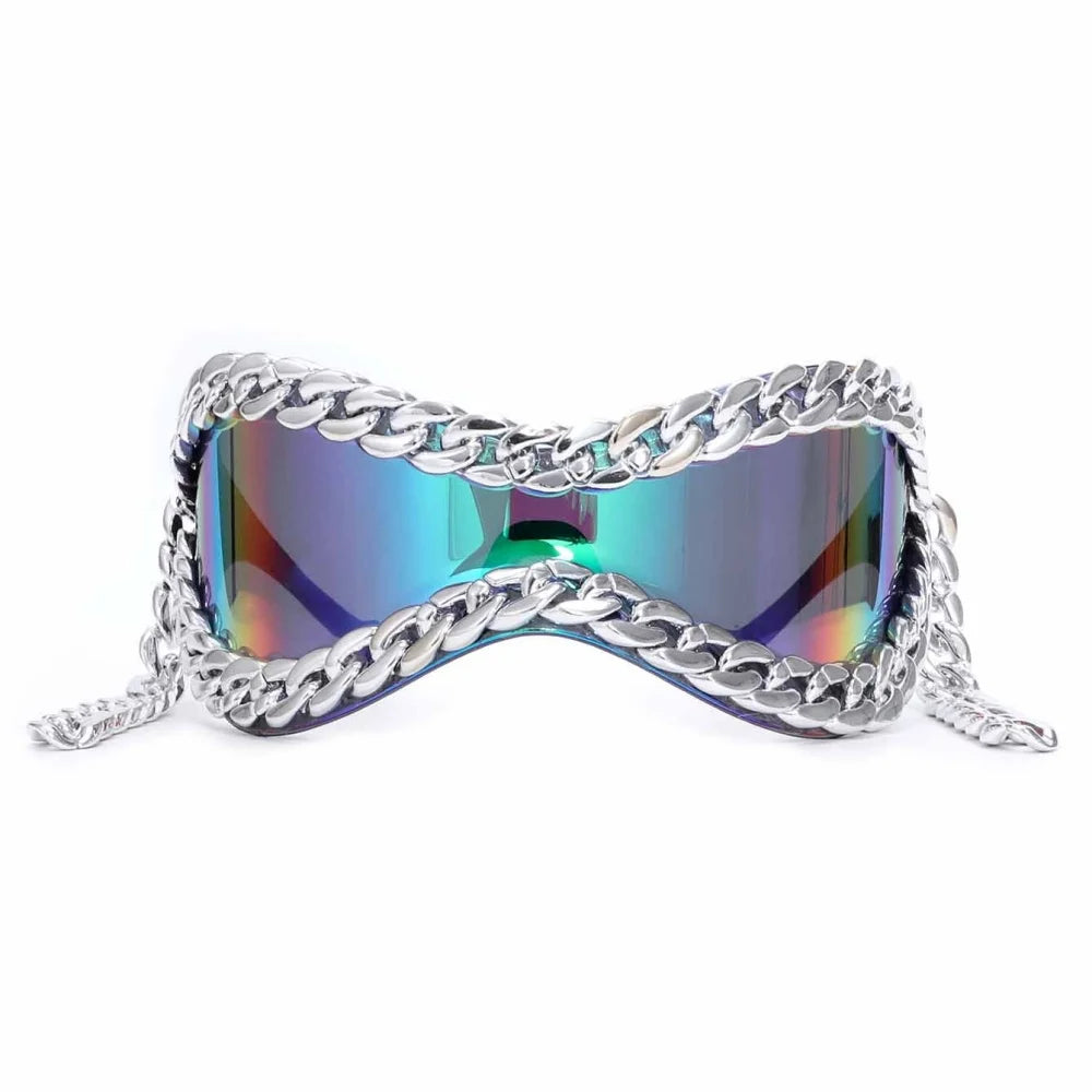 Luxury designer Trendy Metal Chain Frame Women Sunglasses 2000s All Matching Cool SunGlasses UV400 Lenses Eyewear Punk glasses